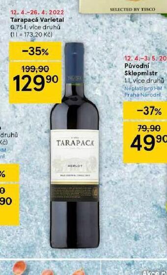 Tesco Tarapacá varietal nabídka