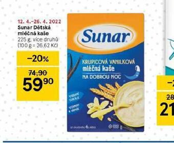 Tesco Sunar dětská mléčná kaše nabídka