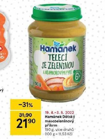 Tesco Hamánek dětský masozeleninový příkrm nabídka