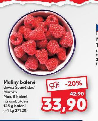 Kaufland Maliny balené nabídka
