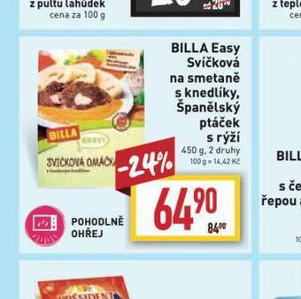 Billa Billa easy svíčková na smetaně s knedlíky nabídka
