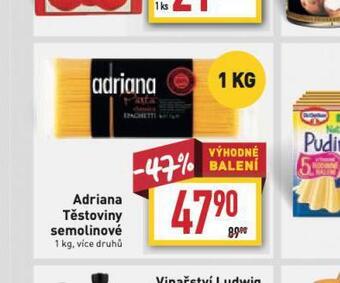 Billa Adriana těstoviny semolinové nabídka
