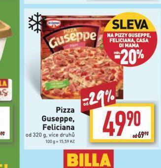 Billa Pizza guseppe, feliciana nabídka