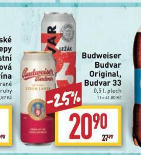 Billa Pivo budweiser budvar original nabídka