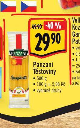 Jip Panzani těstoviny nabídka