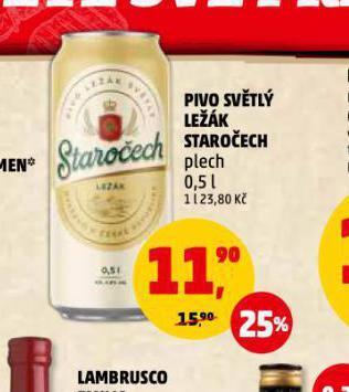 Penny Market Pivo staročech světlý ležák nabídka