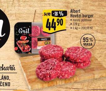 Albert Albert hovězí burger nabídka