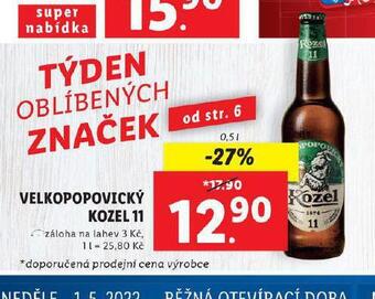 Lidl Pivo velkopopovický kozel 11 nabídka