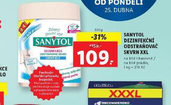 Lidl Sanytol dezinfekční odstraňovač skvrn xxl nabídka