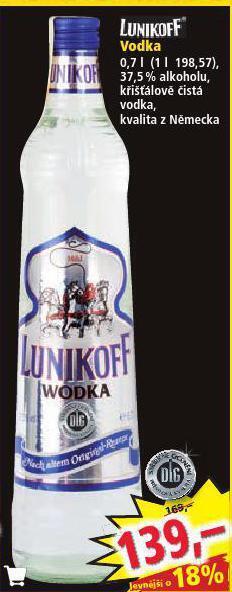 Norma Lunikoff vodka nabídka
