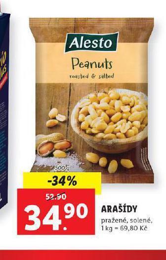 Lidl Arašídy pražené , solené nabídka
