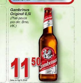 Lidl Pivo gambrinus originál nabídka