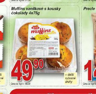 Lidl Muffins vanilkové s kousky čokolády nabídka