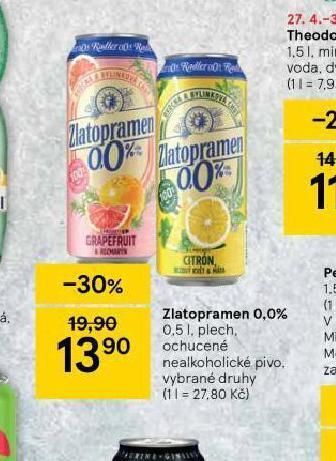 Tesco Zlatopramen 0,0% radler nabídka