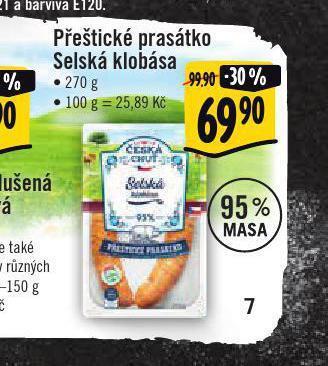 Přeštické prasátko selská klobása