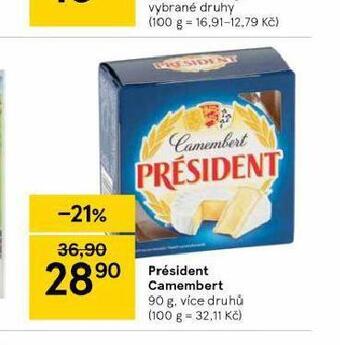 Tesco Président camembert nabídka