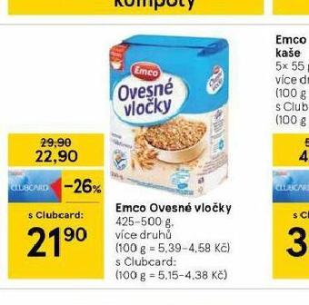 Tesco Emco ovesné vločky nabídka