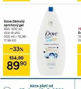 Tesco Dove dámský sprchový gel nabídka