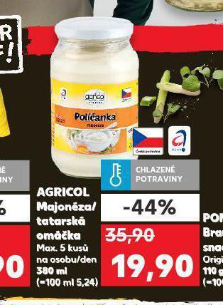 Kaufland Tatarská omáčka, majonéza agricol nabídka