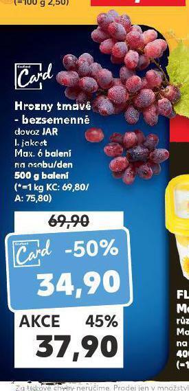Kaufland Hrozny tmavé bezsemenné nabídka