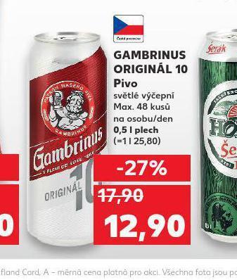 Kaufland Pivo gambrinus originál nabídka