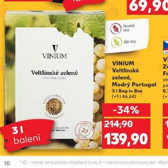 Kaufland Vinium veltínské zelené nabídka