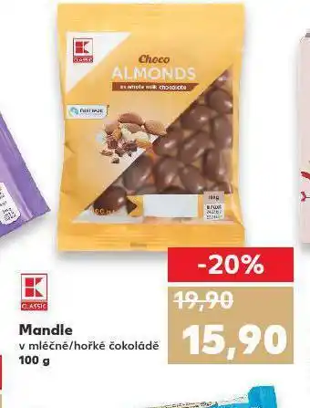Kaufland Mandle v mléčné čokoládě nabídka
