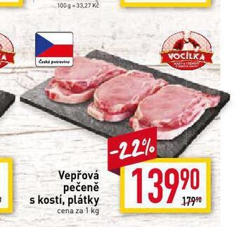 Vepřová pečeně s kostí, plátky
