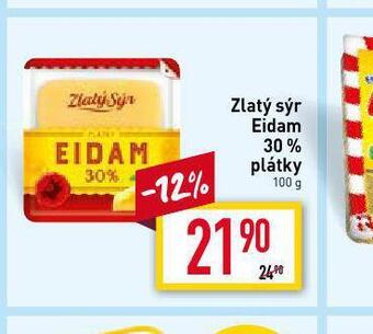 Billa Zlatý sýr eidam 30% plátky nabídka