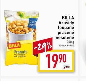 Billa Billa arašídy loupané pražené nesolené nabídka