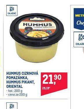 Makro Hummus cizrnová pomazánka nabídka