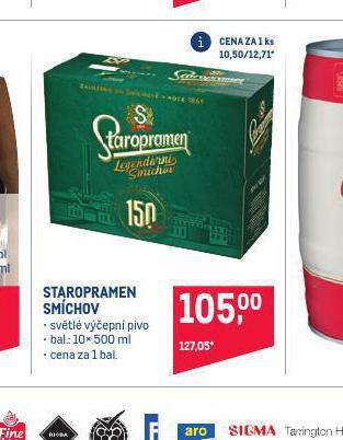 Makro Pivo staropramen smíchov nabídka