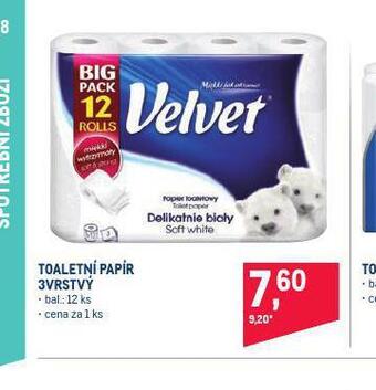 Makro Velvet toaletní papír nabídka