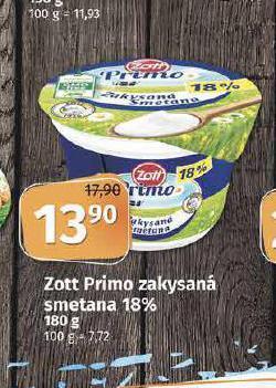 Coop Zott primo zakysaná smetana 18% nabídka