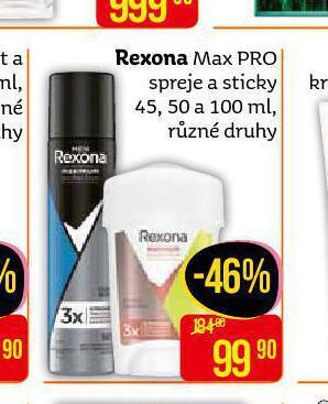 Teta Rexona max pro spreje a sticky nabídka