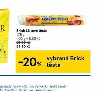 Tesco Brick listové těsto nabídka