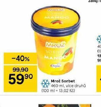 Tesco Mrož sorbet nabídka