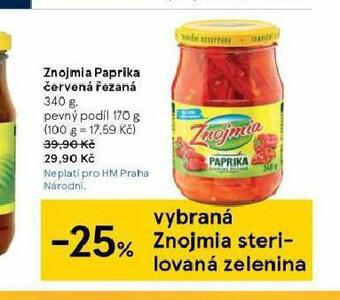 Tesco Znojmia paprika červená řezaná nabídka