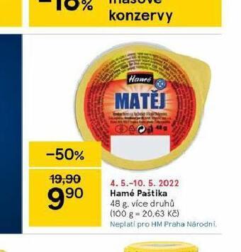Tesco Hamé paštika nabídka