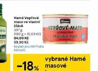 Tesco Hamé vepřové maso ve vlastní šťávě nabídka