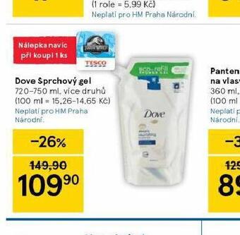 Tesco Dove sprchový gel nabídka