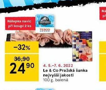 Tesco Le & co pražská šunka nejvyšší jakosti nabídka