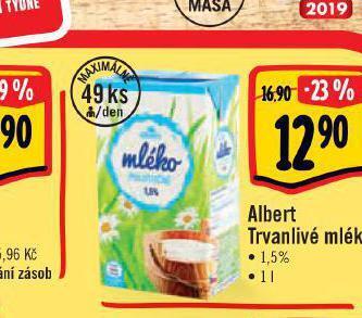 Albert Trvanlivé mléko 1,5% nabídka