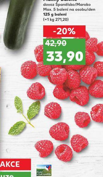 Kaufland Maliny balené nabídka