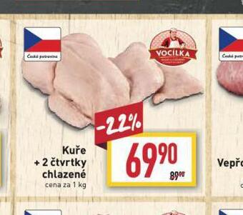 Billa Kuře + 2 čtvrtky nabídka