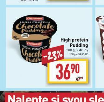 Billa High protein pudding nabídka
