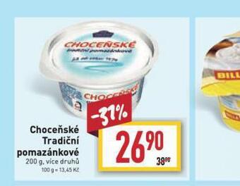 Billa Choceňské tradiční pomazánkové nabídka