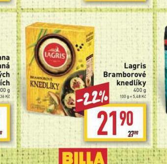 Billa Lagris bramborové knedlíky nabídka