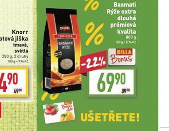 Billa Basmati rýže extra dlouhá nabídka