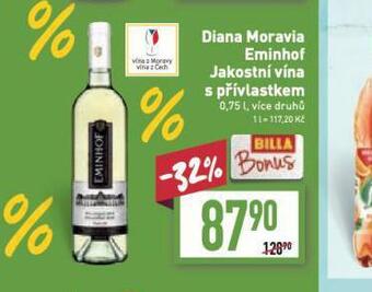 Billa Diana moravia eminhof jakostní vína s přívlastkem nabídka